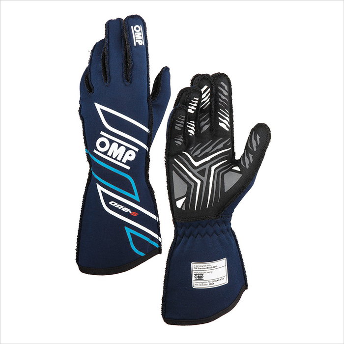 Omp Gants One-S My2025 FIA 8856-2018 Bleu Marine / Cyan Taille S Omp Gants One-S My2025 FIA 8856-2018 Bleu Marine / Cyan Taille S