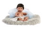 Llorens - Poupée nouveau-né Nico avec coussin gris 40 cm - Jouet en peluche pour enfants dès 3 ans - Version espagnole