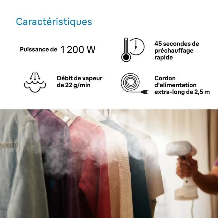 Braun GS5011PU Défroisseur vertical vapeur 1200 W, 22 g/min, QuickStyle 5, semelle incurvée, blanc et violet