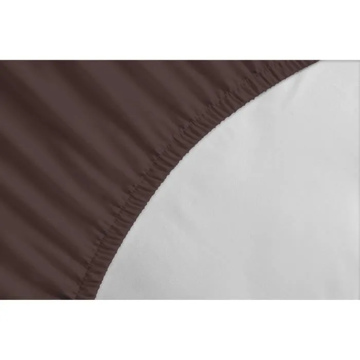 LOVELY HOME Drap-housse 140x190+25 cm Chocolat 100% coton LH71600