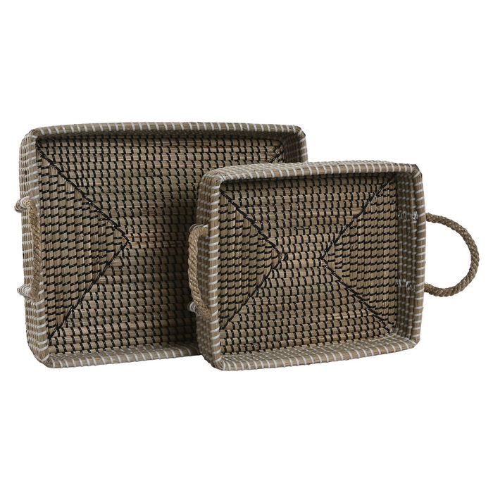 Set de basket Home ESPRIT Fibre naturelle Naturel Urbaine 41 x 32 x 16 cm