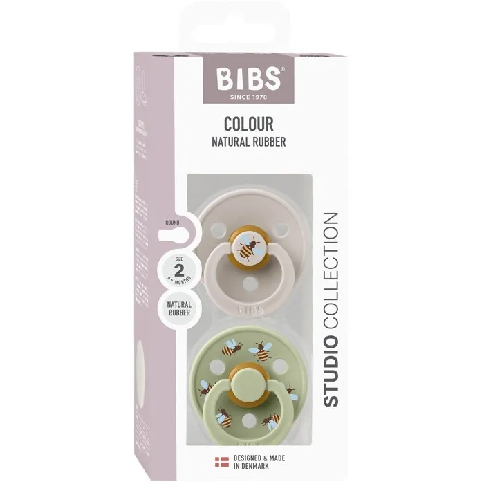 BIBS Studio Colour Sucette Ronde T2 Mushroom Mix - Pack de 2 BIBS Studio Colour Sucette Ronde T2 Mushroom Mix - Pack de 2