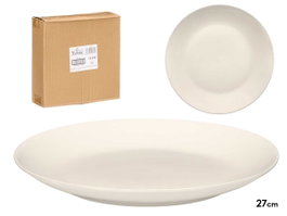 VESSIA Plat plat en porcelaine lisse blanc 27 cm, lot de 24 units
