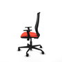 Chaise Mardos Synchro 4 positions tissu Orange foncé Maille Noir Base en nylon noir Accoudoir 1D Sans appui-tête Roulettes 65mm nylon