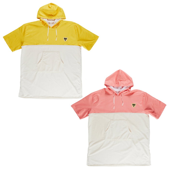 Jet Lag Poncho de bain Rose/Jaune avec capuche