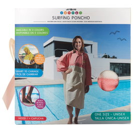 Jet Lag Poncho de bain Rose/Jaune avec capuche