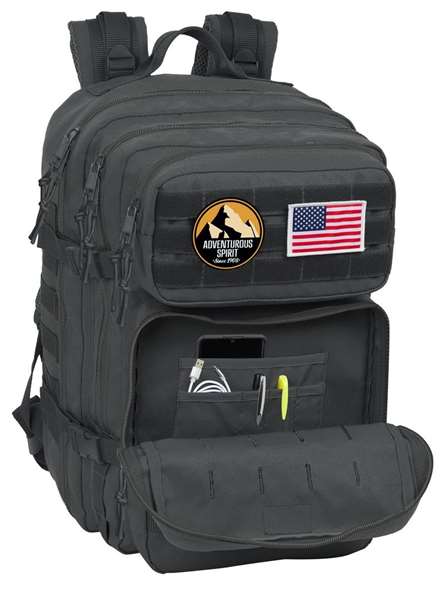 Safta Basic Sac à dos militaire portable 15,6 pouces, gris, dimensions 30x48x23 cm