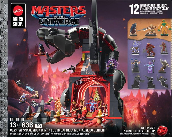 Mattel Masters of the Universe Brick Shop Set de Construction Snake Mountain / Montagne du Serpent avec 12 figurines NanoWorld Mattel Masters of the Universe Brick Shop Set de Construction Snake Mountain / Montagne du Serpent avec 12 figurines NanoWorld
