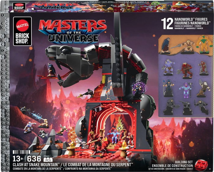 Mattel Masters of the Universe Brick Shop Set de Construction Snake Mountain / Montagne du Serpent avec 12 figurines NanoWorld Mattel Masters of the Universe Brick Shop Set de Construction Snake Mountain / Montagne du Serpent avec 12 figurines NanoWorld