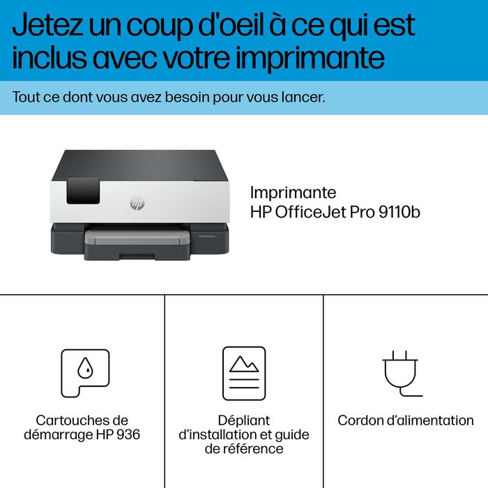 HP OfficeJet Pro 9110b - Imprimante couleur multifonction sans fil avec recto verso automatique, écran tactile et port USB pour bureau