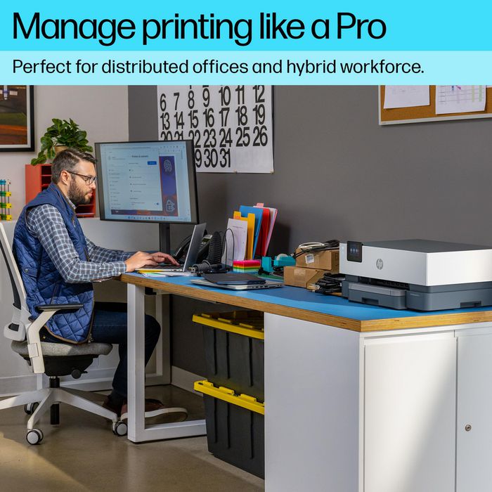 HP OfficeJet Pro 9110b - Imprimante couleur multifonction sans fil avec recto verso automatique, écran tactile et port USB pour bureau