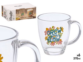 VIVALTO Taza Vidrio Flow 370ml Transparente-Verde 24 unités
