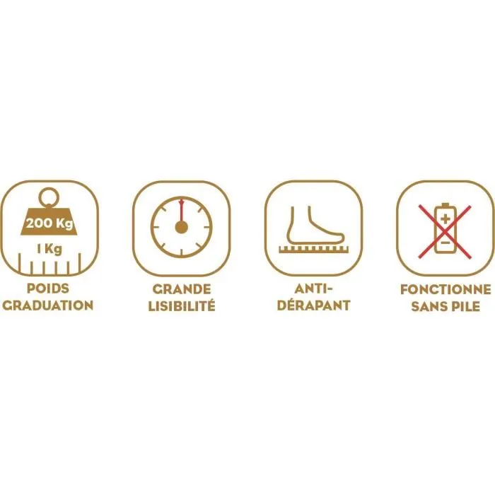 Little Balance Pese-personne Mécanique PRO M 200 8182 - Cadran XXL 180 mm, Plateau Antidérapant, Capacité 200 kg / Précision 1 kg - Noir Argent, Design Vintage