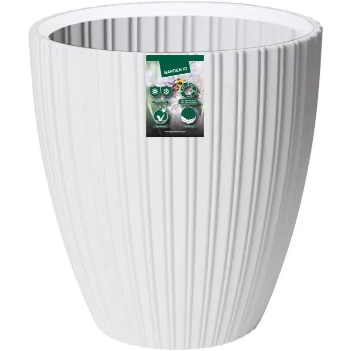 Garden ID FANCY Pot de fleurs éco-responsable, 40 x 42 cm, résistant au gel et aux UV, pour jardin, balcon ou intérieur, Blanc Garden ID FANCY Pot de fleurs éco-responsable, 40 x 42 cm, résistant au gel et aux UV, pour jardin, balcon ou intérieur, Blanc