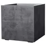 Deroma Pot de fleurs Cube Millennium R Anthracite avec réserve d'eau et roulettes - 49 x 49,5 cm - 80 L - Résistant au gel et aux UV - Matière recyclée