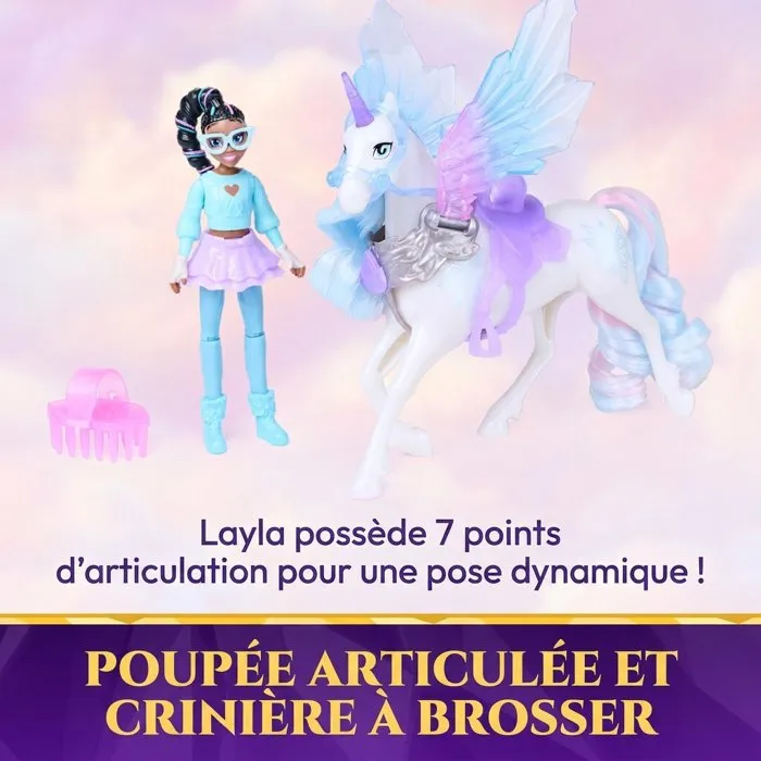 Spin Master Layla et Glacier Ailes Magiques L'École des Licornes - Poupée + Licorne