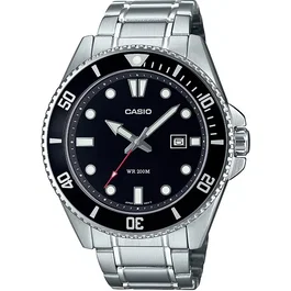 Casio MDV-107D Montre Homme Analogique Quartz Acier Inox Noir Étanche 20 Bars Lunette Rotative Revêtement Neobrite