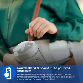 Philips HR2670/01 - Blender Mixeur Gourde 0,6L Blanc Série 3000 Blend & Go - 350W Moteur Durable avec Technologie ProBlend pour Smoothies et Milkshakes