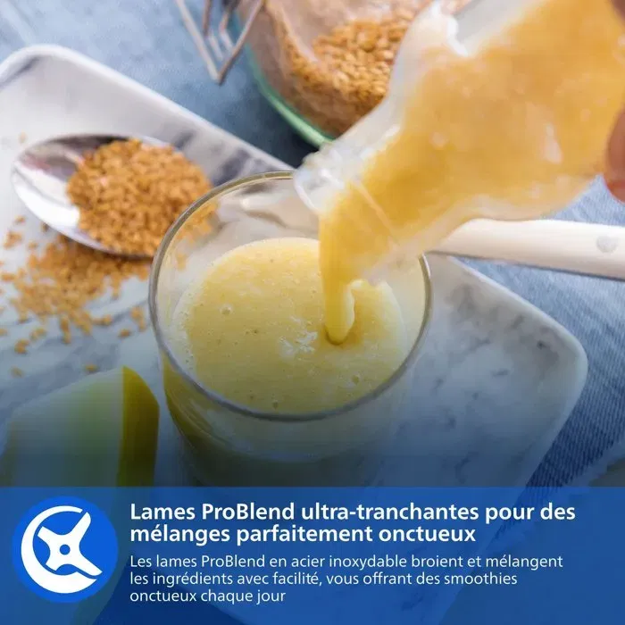 Philips HR2670/01 - Blender Mixeur Gourde 0,6L Blanc Série 3000 Blend & Go - 350W Moteur Durable avec Technologie ProBlend pour Smoothies et Milkshakes