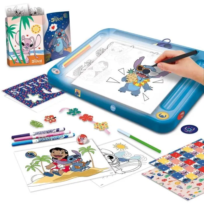 Lisciani Giochi - Kit de dessin créatif avec table lumineuse Stitch, modèles à décalquer et feutres pour enfants dès 8 ans - Apprentissage ludique du dessin