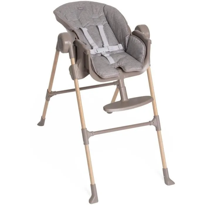 Chicco Polly Essential - Chaise haute évolutive 0-3 ans - 7 positions et plateau amovible - Gris Ash