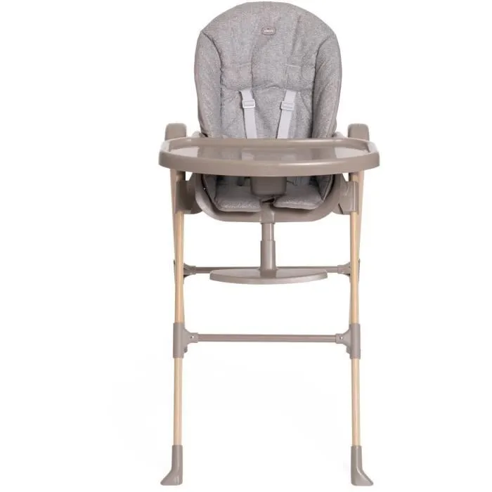 Chicco Polly Essential - Chaise haute évolutive 0-3 ans - 7 positions et plateau amovible - Gris Ash
