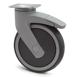 TENTE Roue Pivotante Levina Ø150mm Plastique avec Frein, Bande de Gomme Antihilo, Charge Max 100kg, Usage Industriel et Médical