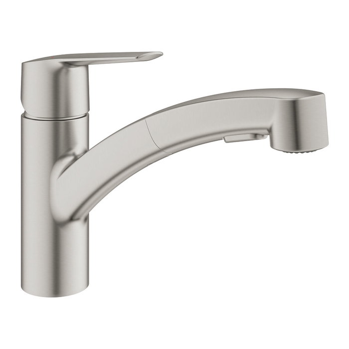 Grohe Mitigeur de cuisine Supersteel avec douchette extractible, bec pivotant 90°