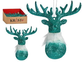 Krist+ Décoration de Noël Renne Vert Menthe Paillettes 14x15.5x7 cm (Set de 48)