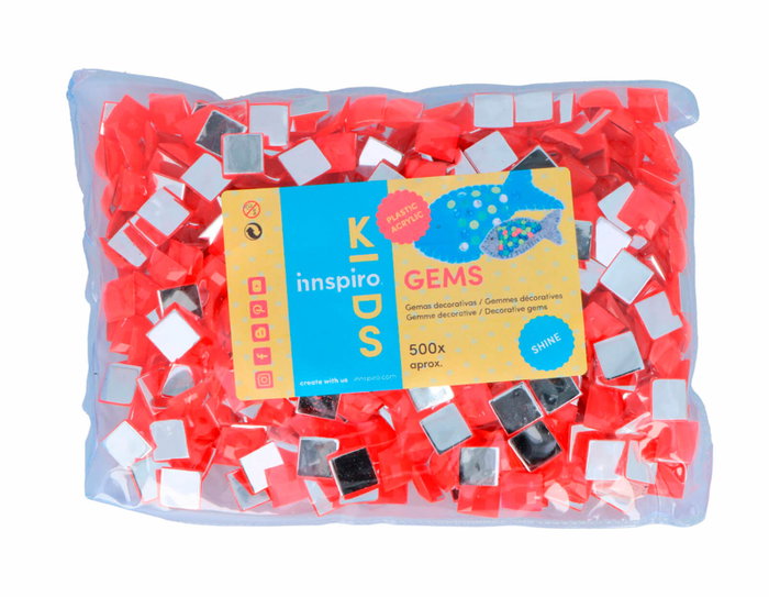 Innspiro Gemmes décoratives acryliques carrées rose fluor 12x12mm, 500 unités environ Innspiro Gemmes décoratives acryliques carrées rose fluor 12x12mm, 500 unités environ