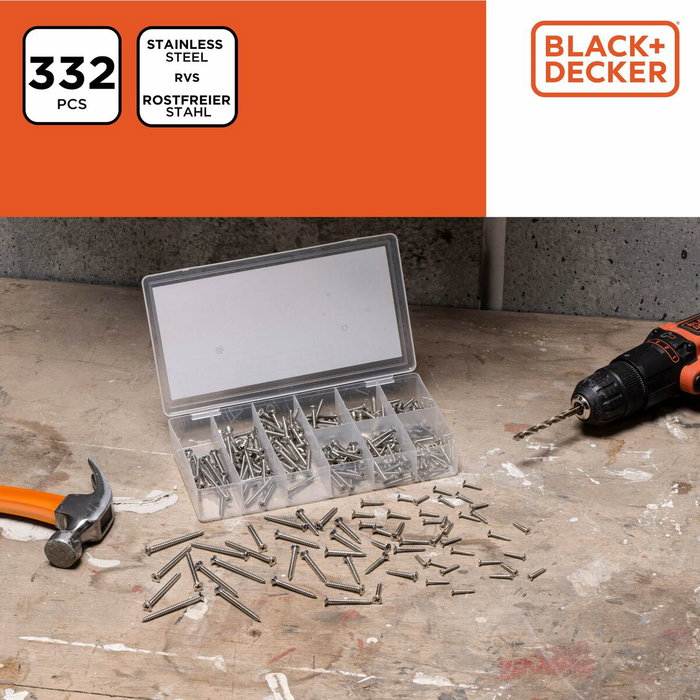 Black & Decker Kit de vissage Phillips Bois 332 Pièces