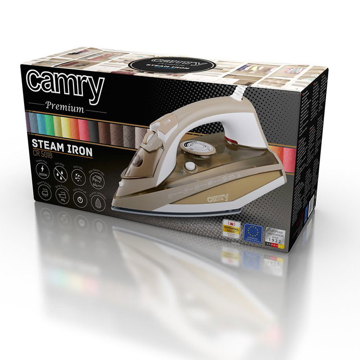 Camry CR 5018 Planche à vapeur céramique 3000 W, 5 fonctions, antigoutte, auto-nettoyante, 190 cm Camry CR 5018 Planche à vapeur céramique 3000 W, 5 fonctions, antigoutte, auto-nettoyante, 190 cm