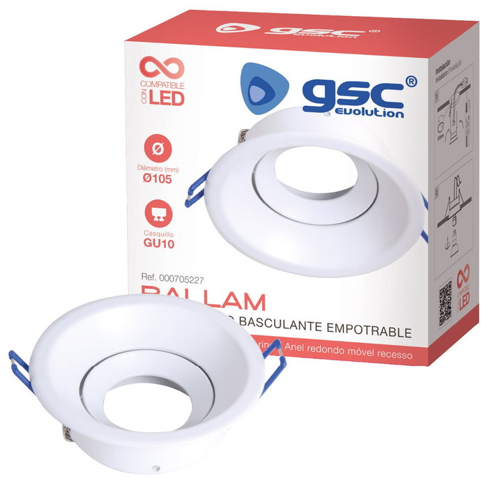GSC Evolution Aro empotrable basculante redondo Ballam Blanco GSC Evolution Aro empotrable basculante redondo Ballam Blanco