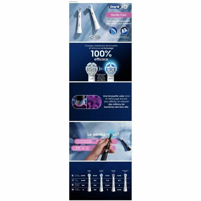 Oral-B iO Gentle Care Blanc - Pack de 4 recharges