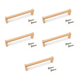 Emuca Lot de 5 poignées Bergen, L141mm, entraxe 128mm, Aluminium, peint en or