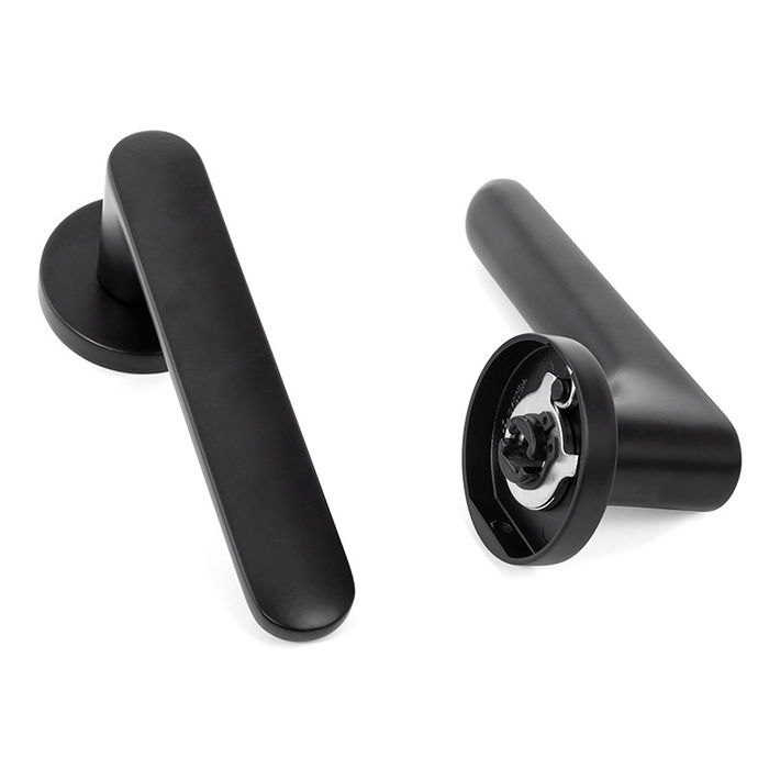 SYSTEM Rosace Zamak Ellipse Ø52 Noir Mat et Chrome Mate SYSTEM Rosace Zamak Ellipse Ø52 Noir Mat et Chrome Mate