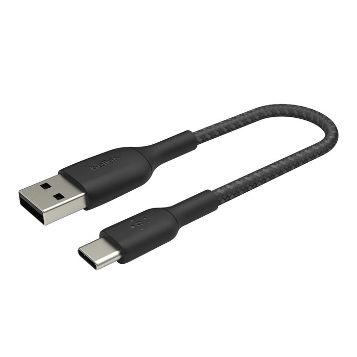 Belkin Câble tressé USB-C vers USB-A 0,15 m Noir CAB002bt0MBK Belkin Câble tressé USB-C vers USB-A 0,15 m Noir CAB002bt0MBK