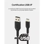 Belkin Câble USB-C vers USB-A Tressé 0.15 m Noir - Connexion Rapide, Compact et Solide