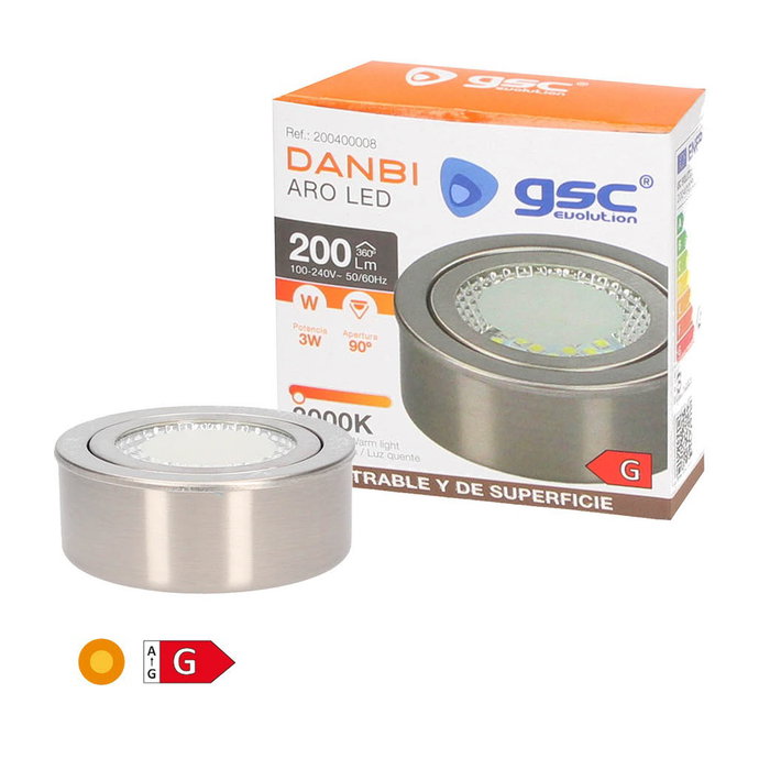 GSC Evolution Aro empotrable et surface ronde Danbi 3W 3000K Nickel