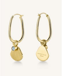 Rosefield Boucles d'oreilles Sunray Pendant Hoops avec cristaux dorées