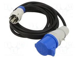 KEL Rallonge réseau H05RR-F 3G2,5mm2 5m noir, 1 prise, IP44