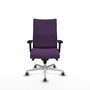 Chaise Albacete confidente Synchro 5 positions Tissu Pourpre Structure d' aluminium Accoudoir 2D Sans appui-tête Roulettes 65mm pour moquette