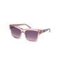 Guess Lunettes de soleil GU00113 57Z - Monture plastique beige brillant, verres violet dégradé, carré femme 55 mm