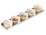 Vessia Set de 5 pots à sauce 70 ml en porcelaine blanc 37 x 3.5 x 7.5 cm (Set de 24)