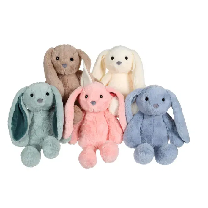Gipsy Toys Trendy Bunny - Peluche lapin bleu jeans 28 cm, oreilles tombantes, compagnon de jeu et de dodo, idée cadeau enfant