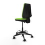 Tabouret Taburete Elche Contact permament de base Tissu Vert pistache Base pyramidale noire Sans accoudoirs Sans appui-tête Roulettes 65mm nylon