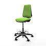 Tabouret Taburete Elche Contact permament de base Tissu Vert pistache Base pyramidale noire Sans accoudoirs Sans appui-tête Roulettes 65mm nylon