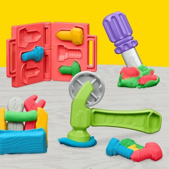 Playdoh Mon petit bricoleur, coffret de pâte à modeler avec accessoires