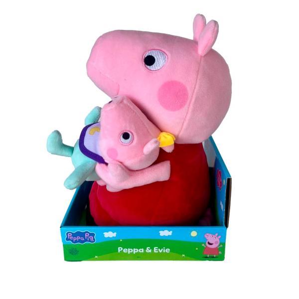 Bandai Peluche Peppa Pig avec Bébé 25 cm + 10 cm - COP8402