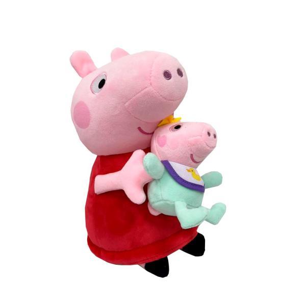 Bandai Peluche Peppa Pig avec Bébé 25 cm + 10 cm - COP8402